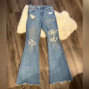 AE Stretch Ripped Super High Waisted Flare Jeans